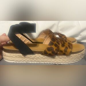 Leopard Strappy Espadrille Sandals~ Wedge Shoes-Women's Size 9